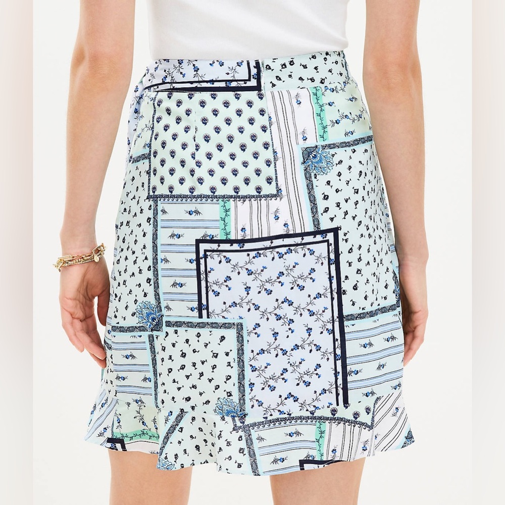 Loft Patchwork Ruffle Wrap Skirt - image 3